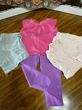 Garanimals Pink Top with Purple Leggings and Light Pink & Gray Shorts